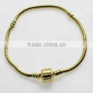 2016 Latest Gold Starter Charm Bracelet Barrel Snap Clasp Chain,Fashion Charms Snake Chain Alloy Beads Fit European Bracelet DIY thumbnail-1