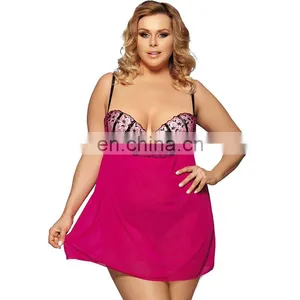 OEM Sexy Transparent Nude Babydoll for Fat Ladies thumbnail-4