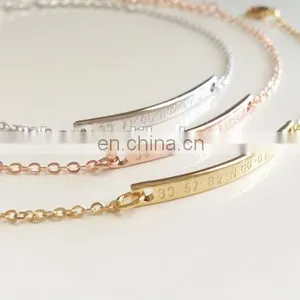 Name Personalized Bar Bracelet Bridesmaid Gift Dainty Name Plate Bracelet thumbnail-2