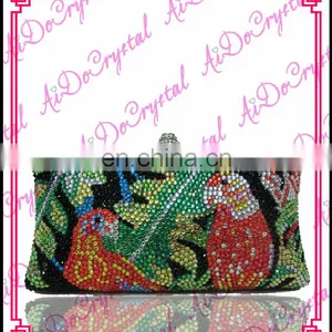 Aidocrystal Handmade Crystal Mixed Color Bird Pattern Clutch/tote/ /purse/handbag/bag for Party thumbnail-1