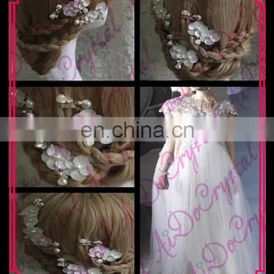 Aidocrystal Hot Selling Newest Fashion White Wedding Bridal Hair Accessories Handmade thumbnail-1