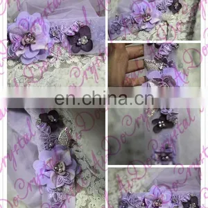 Aidocrystal Lilac Lace Flower Headband,rhinestone Headpiece Bridal Hair Piece Fascinators thumbnail-3