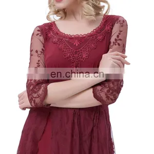 Belle Poque Retro Vintage 3/4 Sleeve Crew Neck Ankle-Length Lace Evening Dress BP000318-1 thumbnail-6