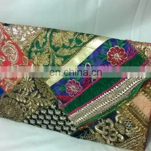 Trendy Rajasthani Zari Embroidered Traditional Indian Vintage Banjara Coin Clutch Tribal Ethnic Gypsy Clutch Handbag Pouch Bag thumbnail-2