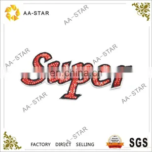 Red "Super" Letters Sequin Appliques for Sale for Garment thumbnail-1