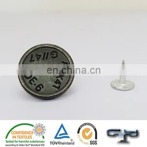 Eco-friendly Text Engraving Jeans Denim Metal Buttons thumbnail-1