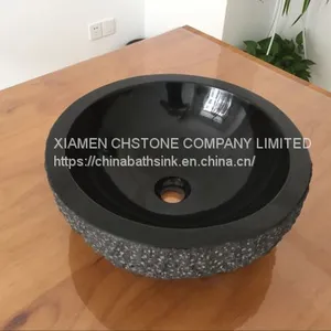 Monglolia Black Granite Bathroom Vessel Round Sink Stone Wash Basin thumbnail-1