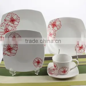 2015 30pcs Fine Square Shaped New Design Porcelain Dinner Set With Decal Printing thumbnail-3