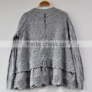 Sweater Dress Women Grey Lace Skirt Jumper Sweaters thumbnail-2