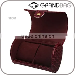 Crocodile Pattern and Saffiano Leather Wrist Watch Storage Roll Box Watch Case thumbnail-1