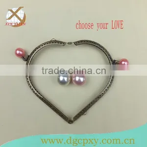 Beautiful Heart-shape Purse Metal Frame With Lovely Beads thumbnail-2