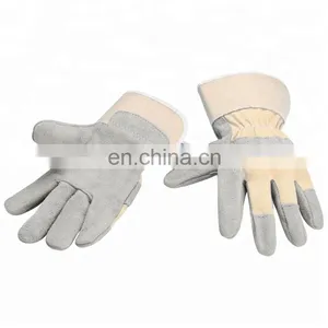 White Cotton Back Full Palm Working Leather Gloves thumbnail-1