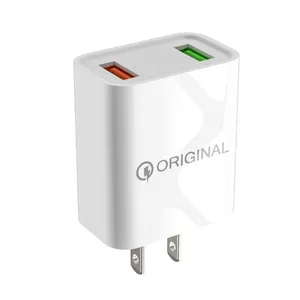 QC3.0 2usb Mobile Phone Fast Charger 5v2 4A Wall Charging Adapter European and American Standard For Samsung EU US Plug thumbnail-1