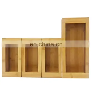 Custom Logo 4 Separate Bamboo Ziplock Bag Storage Organizer Make up Cosmetic Bag Organizer for Drawer thumbnail-2