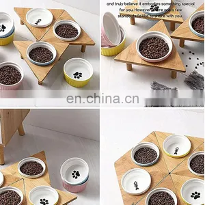 Bamboo Wooden Luxury Ceramic Pet Feeder 2022 Weight Trendy Personalized Dog and Cat Bowl Elevated Eco Ecofriendly Rack thumbnail-4