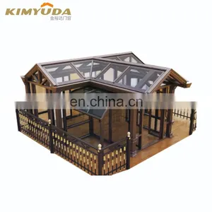 Patio Enclosure Aluminium Sunrooms Gazebo Glass Garden Greenhouse Flat Roof Inclined Sun Room thumbnail-2