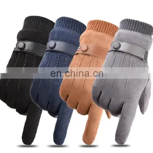 Cheap Women Men Fleece Lined Suede Fabriccar Bike Winter Warm Hand Bicycle Cycling Driving Gloves thumbnail-1