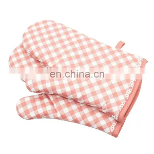 Factory Wholesale Microwave Barbeque Kitchen Insulation BBQ Heat Resistant Cotton Grill Oven Mitts Gloves thumbnail-4