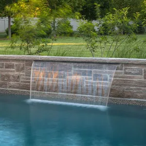 Colorful Acrylic RGB LED Water Descent Outdoor Garden Bright Artificial Water Descent for Swimming Pool Decoration thumbnail-1