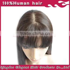 AAAAA Grade Natural Hair Line Peruvian Remy Full Lace Silky Straight Human Hair Wig With Bang thumbnail-5