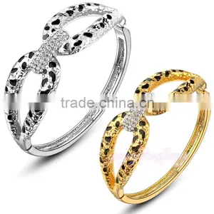 New Products Leopard Silver Color Crystal Enamel Bangle thumbnail-6