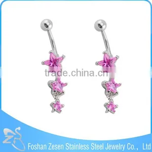 Navel Jewelry Piercing Dangling Pink Crystal Fake Belly Button Ring thumbnail-2