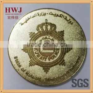 60mm Diameter Shiny Gold Color With Sandblast Background Effect Custom Challenge Coin thumbnail-1
