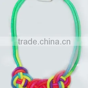 Neon Colored Braided Fashion Rope Handmade Necklace thumbnail-1