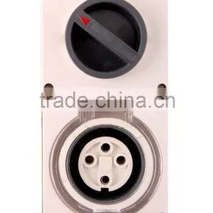 Three Phase 4 Round Pin Combo Switch & Socket 50A (Resistive Orange) thumbnail-1