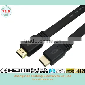 V1.4 Flat HDMI Cable With Ethernet and Gold Connector Support 3D thumbnail-2