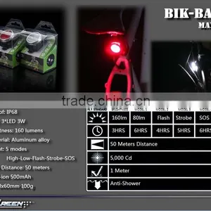 160lumen USB Rechargeable Red 3w Led Bicycle Safety Light thumbnail-3