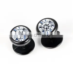 Stainless Steel Round Double Stud Zircon Earring Hypoallergenic thumbnail-3