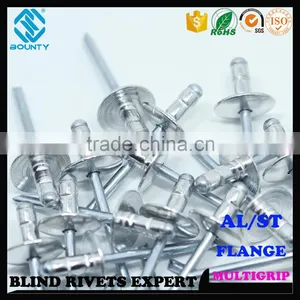HIGH QUALITY FACTORY OPEN HEAD ALUMINUM STEEL LARGE FLANGE HEAD MULTI GRIP POP BLIND RIVETS thumbnail-6