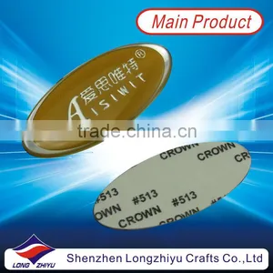 Epoxy Resin Custom Logo Design Gold Nameplates,oval Metal Self Adhesive Label Tag With Your Own Logo Design thumbnail-1