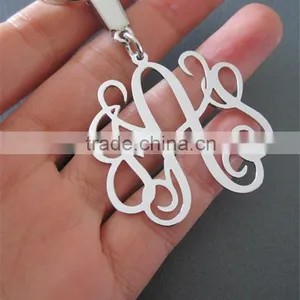 Well Popular Silver Plated Monogram Brass Keychain thumbnail-4