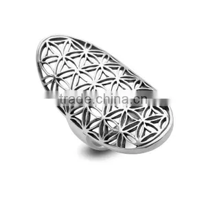 Nickel Free 925 Sterling Silver Open Flower of Life Ring thumbnail-1