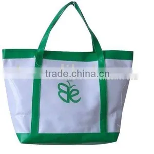 White Non Woven Shopping Bag With Blue Trim thumbnail-1