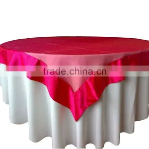 Pink Organza Table Overlay With Satin Border for Weddings thumbnail-1