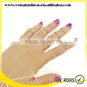 Japan Korea Star Style 6pcs Set Joint Gold Finger Ring thumbnail-1
