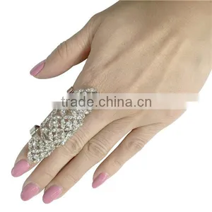 Girls Womens Ring Jewelry Punk Rhinestone Gold Plated Crystal Double Finger Adjustable Knuckle Rings thumbnail-3