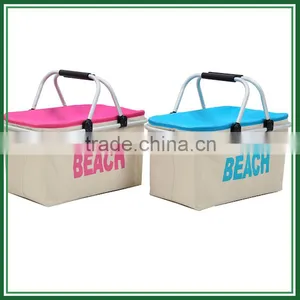 Collapsible Market Tote Insulated Picnic Basket With Cooler thumbnail-3
