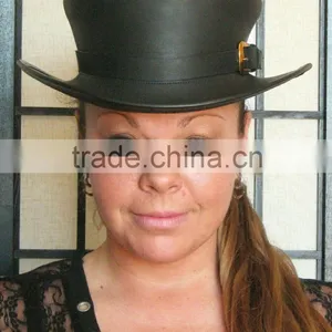 Steampunk Hat Victorian Leather Standard HIGH Top Hat With Belt thumbnail-1