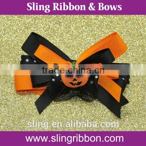 Ribbon Hair Bow With Pumpkin For Halloween thumbnail-1