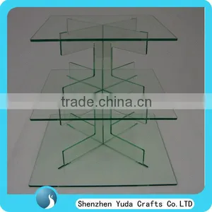 3 Tiers Acrylic Wedding Cake Stand, Display Stand for Cupcake, Square Clear Glass Cake Stand thumbnail-1