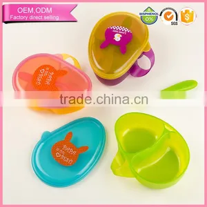 Best Eco Friendly pp Food Feeder Baby Easy go Section Bowl With Snap Spoon thumbnail-1