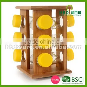 Hot Selling Glass Spice Jars With Bamboo Rack Wholesale thumbnail-1