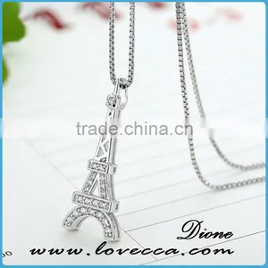 Vanlentines Wholesale Silver Pendant Necklace Paris Tower Design Fashion Wholesale Jewelry for Girlfriend thumbnail-2