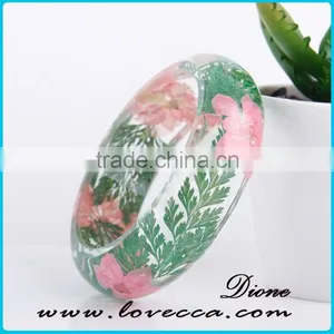 Elegant Jewelry Women Wholesale Glass Stone Bangles With Dried Flower Bracelets thumbnail-4