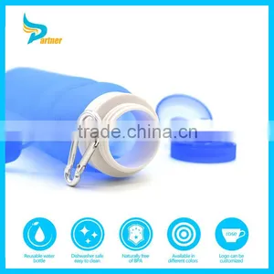 Sports Easy Drink Foldable Bpa Free Silicone Water Bottle 500ml thumbnail-1