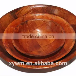 Bamboo Wooven Set of 3 Round Salad Dinner Bowls thumbnail-2